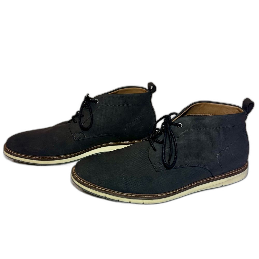 Chukka Boots Mens 12 Dark Gray Textured Lace Up Desert Shoes Office Casual